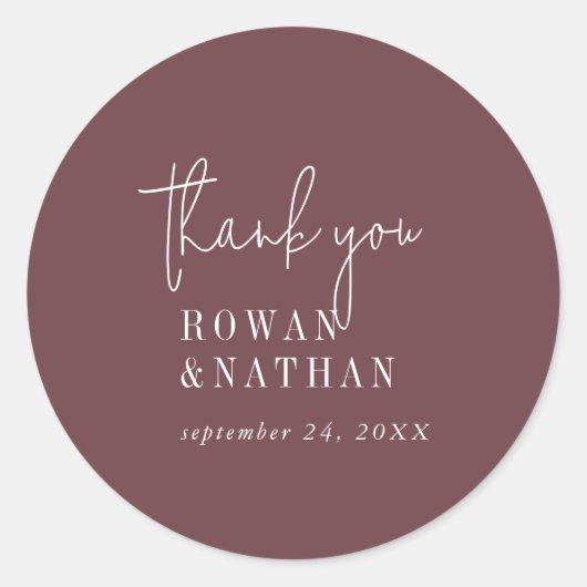 シックなモダン秋のブルゴーニュありがとうシール ラウンドシール (正面)