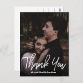シックなモダン結婚ハンドレターズサンキューホワイト ポストカード (正面/裏面)