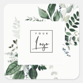 シックなモダン緑の葉のトロピカルフェーンロゴ スクエアシール