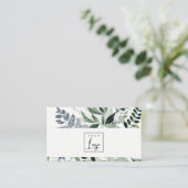 シックなモダン緑の葉のトロピカルフェーンロゴ 名刺 (スタンド正面)