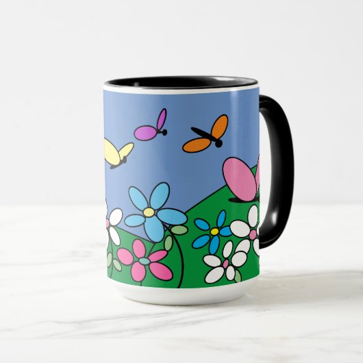 シックなモダン花かわいらし柄 マグカップ (正面右)