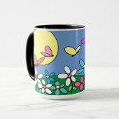 シックなモダン花かわいらし柄 マグカップ (正面左)