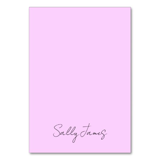 シックなモダン薄紫と黒い署名の名前 テーブルナンバー (正面)