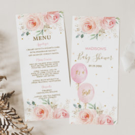 シックなモダン赤面フローラバルーン赤ちゃんシャワーメニュー プログラム