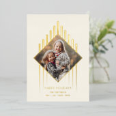 シックなモダン金ゴールドストローク（ダイヤモンド形の写真を使用） 箔シーズンカード (立ち正面)