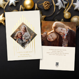 シックなモダン金ゴールドストローク（ダイヤモンド形の写真を使用） 箔シーズンカード