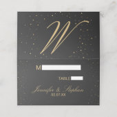 シックなモダン金ゴールドスペックオンブラック座席表 プレイスカード (外部開封)