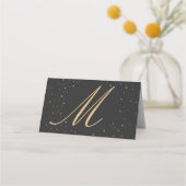 シックなモダン金ゴールドスペックオンブラック座席表 プレイスカード (裏面)