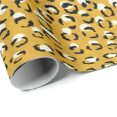 シックなモダン金ゴールドチータープリントパターンのモノグラム ラッピングペーパー (ロールコーナー)