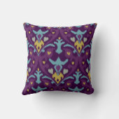 シックなモダン金ゴールド紫のイカットの部族パターン クッション (裏面)
