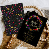 シックなモダンboho明るい野生の花の赤ちゃん 箔招待状