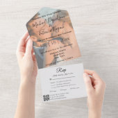 シックなモダンqrコードrsvp写真結婚は1つですべて オールインワン招待状 (貼ってはがせる)