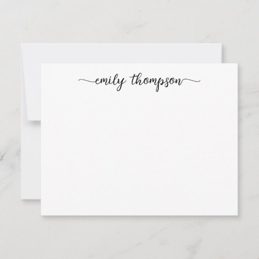 シックなモダンSwashスクリプト名の書道 ノートカード (正面)