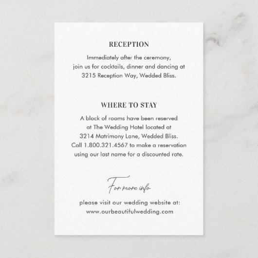 シックなモノクロモダン写結婚真 エンクロージャーカード (裏面)