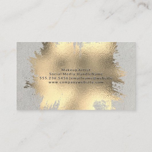 シックなモノグラムでブラシ仕上げ金箔 名刺 (裏面)