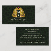 シックなモノグラムとヒョウ 名刺 (正面/裏面)