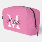 シックなモノグラムとピンクレディーストイレタリー旅行バッグ ドップキット (右コーナー)