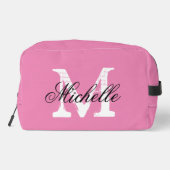 シックなモノグラムとピンクレディーストイレタリー旅行バッグ ドップキット (裏面)