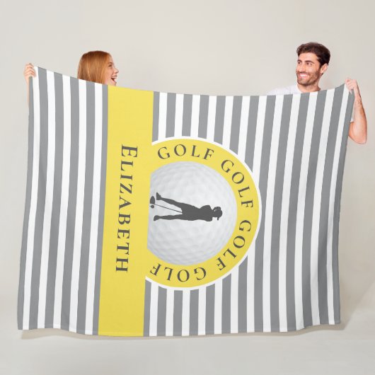 シックなモノグラムのゴルファーのグストライプレイな彼女のための フリースブランケット (インサイチュ)