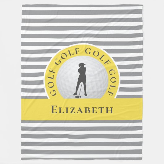 シックなモノグラムのゴルファーのグストライプレイな彼女のための フリースブランケット (正面)