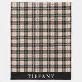 シックなモノグラムのトムソンのラクダのタータンチェック格子縞パターン フリースブランケット (正面)