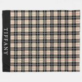 シックなモノグラムのトムソンのラクダのタータンチェック格子縞パターン フリースブランケット (正面(横))