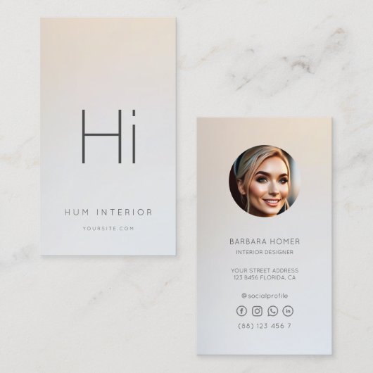 シックなモノグラムインテリアデザイナーアーキテクチャ 名刺 (正面/裏面)