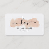 シックなモノグラムエレガントイニシャルピンクの水色 名刺