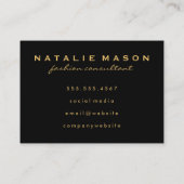 シックなモノグラムオンブラック/ブラッシング金ゴールド 名刺 (裏面)