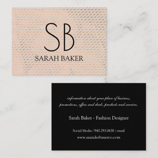 シックなモノグラムクロスハッチ 名刺 (正面/裏面)