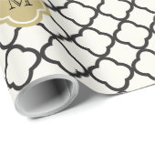 シックなモノグラムクローバーパターン結婚アールデコ ラッピングペーパー (ロールコーナー)