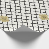 シックなモノグラムクローバーパターン結婚アールデコ ラッピングペーパー (角)