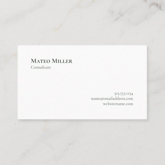 シックなモノグラムグリーンとホワイトプレイドパターン 名刺 (裏面)