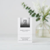 シックなモノグラムグレーホワイトかわいい名刺 名刺 (スタンド正面)