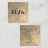 シックなモノグラムセピア背景 スクエア名刺 (正面/裏面)