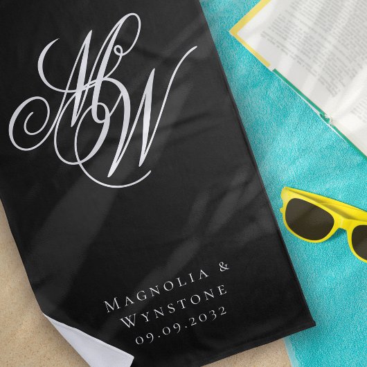 シックなモノグラムニューリュウズ ビーチタオル