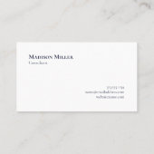 シックなモノグラムネイビーブルーとホワイトプレイドパターン 名刺 (裏面)