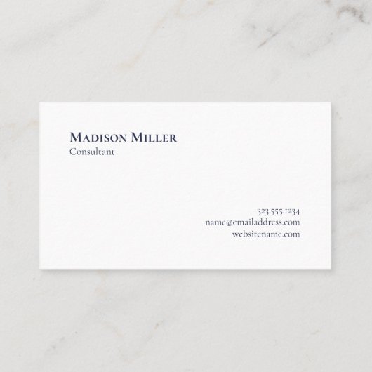 シックなモノグラムネイビーブルーとホワイトプレイドパターン 名刺 (裏面)