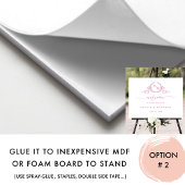 シックなモノグラムピンクと白結婚の歓迎サイン ポスター