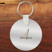 シックなモノグラムプロフェッショナルプレーンあなたの名前を追加 キーホルダー (正面)