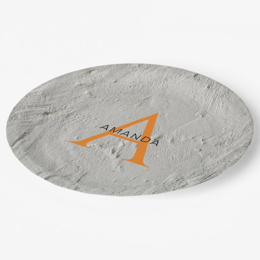 シックなモノグラムプロフェッショナルプレーンあなたの名前を追加 ペーパープレート (アングル)