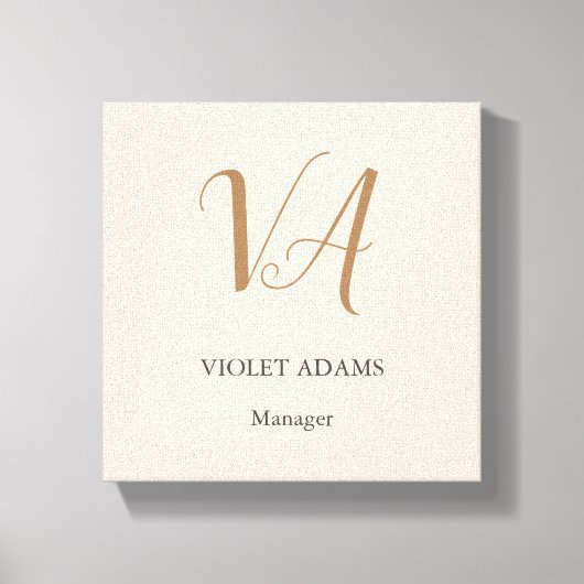 シックなモノグラムプロフェッショナルミニマリストの名前 キャンバスプリント (正面)