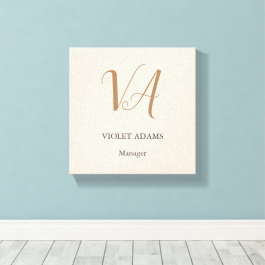 シックなモノグラムプロフェッショナルミニマリストの名前 キャンバスプリント (インサイチュ (ウッドフロア))