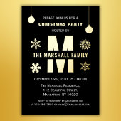 シックなモノグラムホリデーパーティメリークリスマスボール 箔招待状