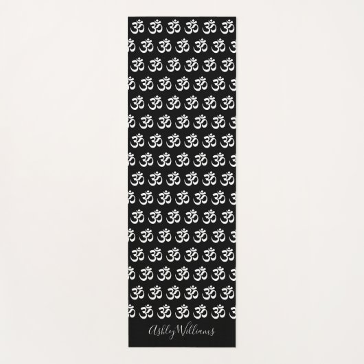 シックなモノグラムホワイトオブジェクトモデル記号パターンブラック ヨガマット (正面)