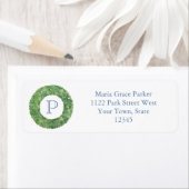 シックなモノグラムボクウッドリース差出人住所 ラベル (インサイチュ)