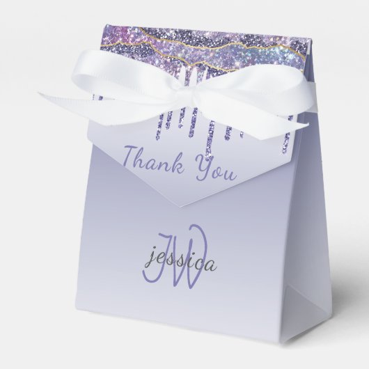 シックなモノグラムマーブルブルーグリッタードリップ フェイバーボックス (正面サイド)