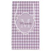 シックなモノグラムライトパープル千鳥格子の（名前あり） スモールペーパーバッグ (正面)