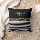 シックなモノグラムレオパード印刷 クッション (ブランケット)