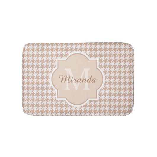 シックなモノグラム千鳥格子のライトブラウン バスマット (正面)